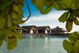 Borneo - Lankayan Island Resort, Blick auf die Wasser Chalets