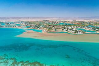 El Gouna - Luftansicht Revier vor Osmosis Center und Club Paradisio