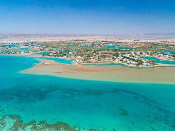 El Gouna - Luftansicht Revier vor Osmosis Center und Club Paradisio