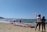 Naxos - Flisvos Premium Surf & Bike Center, Blick auf das Surfgeschehen
