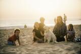 Familie am Strand in Seignosse