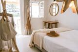 Naxos - Flisvos seaside Studios & Appartements, Appartement mit Terrasse & seitl. Meerblick, Schlafzimmer