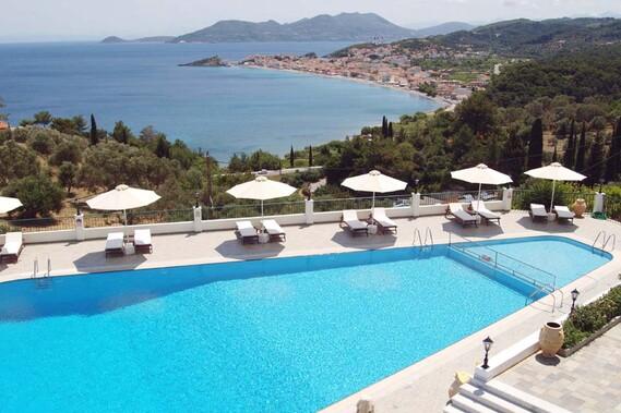 Samos, Hotel Kalidon Panorama, Pool mit Aussicht