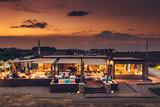 Limnos, Keros Blue, Lounge und Restaurant Sonnenuntergang