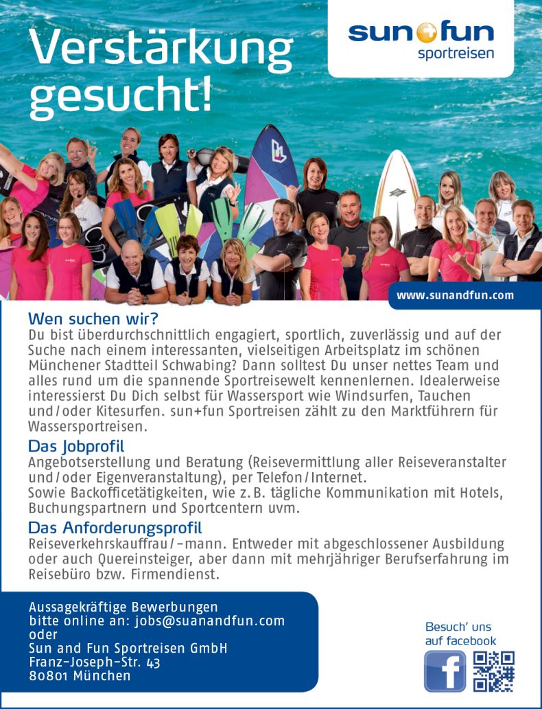 sun+fun sucht sportbegeisterte Touristiker