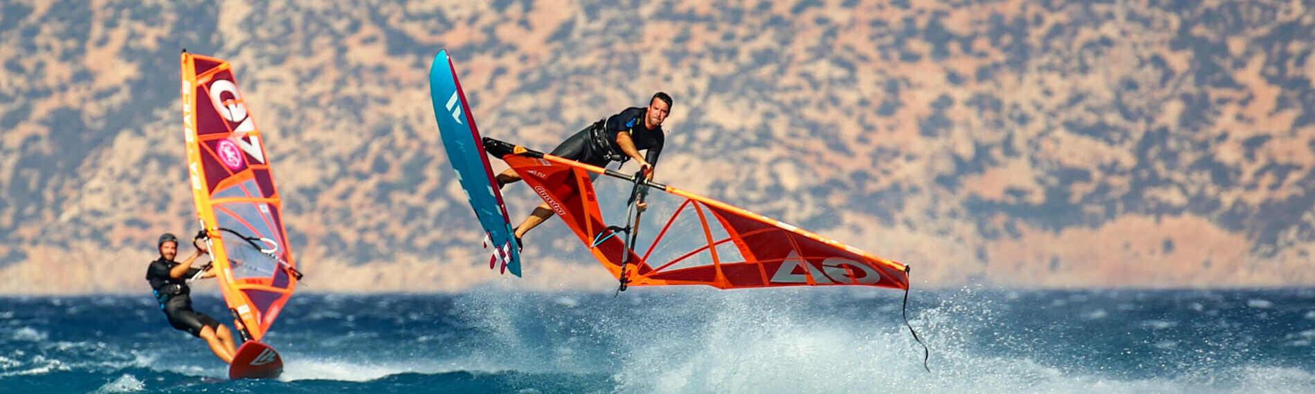 Header Karpathos Meltemi Windsurfing Devils Bay.